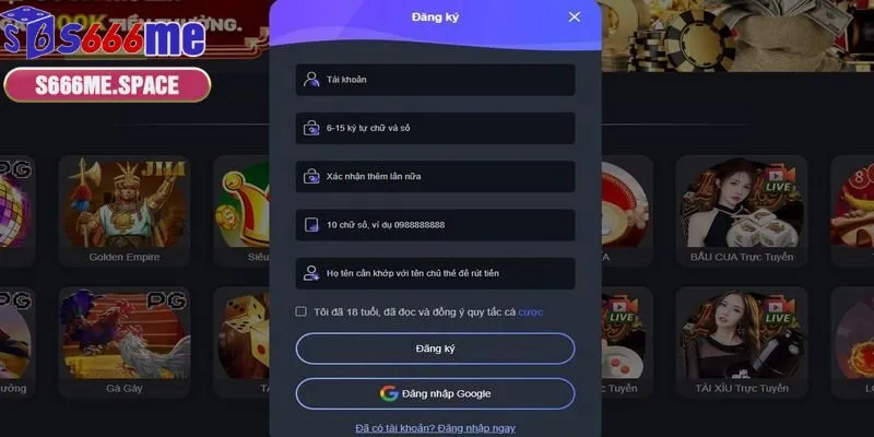 Đảm bảo các thông tin đăng ký S666 chính chủ
